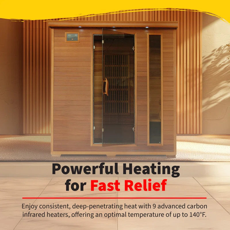 Experience Ultimate Relaxation with the Klondike 4-Person Cedar Infrared Sauna Featuring 9 Heaters