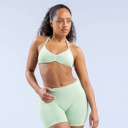 DF Yoga Impact Sports Set - Seamless Sculpt Fit with Strappy Back High-Waisted Bottoms Ultra-Flattering Activewear Look for Women Gym Stuff