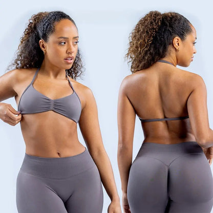DF Yoga Impact Sports Set - Seamless Sculpt Fit with Strappy Back High-Waisted Bottoms Ultra-Flattering Activewear Look for Women Gym Stuff