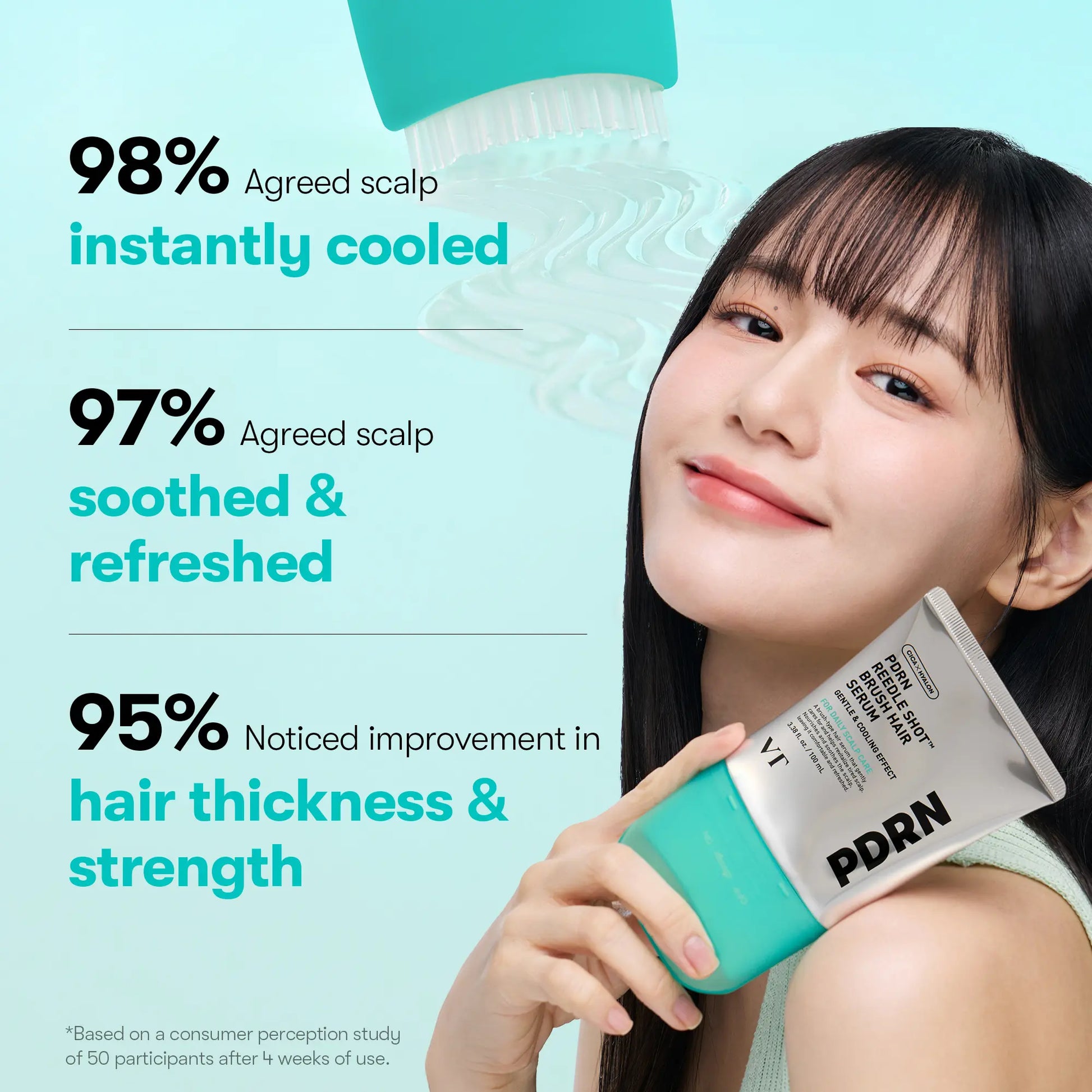 [VT COSMETICS] #1 Viral PDRN Reedle Shot Hair Brush Serum with Original Liquid Microneedling & PDRN | Large-Capacity Full Scalp Care, Hair Thickening, Fuller-Looking Hair & Daily Root Care | Hairline, Roots, Baby Hair & Dry Scalp | Korean Haircare
