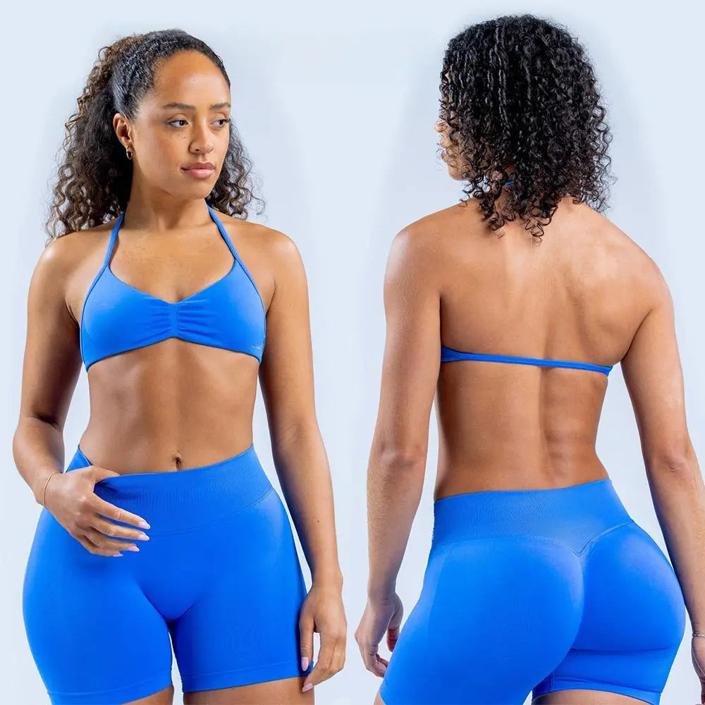 DF Yoga Impact Sports Set - Seamless Sculpt Fit with Strappy Back High-Waisted Bottoms Ultra-Flattering Activewear Look for Women Gym Stuff