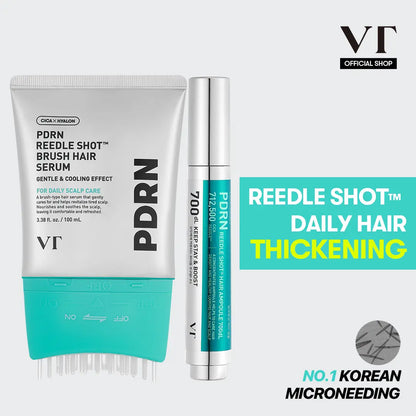 [VT COSMETICS] #1 Viral PDRN Reedle Shot Scalp Care Set with Brush Hair Serum, Hair Ampoule 100/300/700 & Liquid Microneedling | Hair Thickening, Fuller-Looking Hair, Root & Scalp Pore Care | Scalp, Hairline, Roots | Korean Haircare