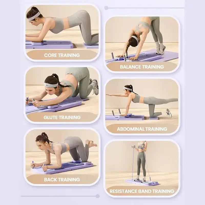 8 in 1 Pilates Board for Home Foldable, Pilates Board, Multifunctional Abdominal Board, Exercise Board, Abs Workout Equipment,Workout Portable Pilates Reformer Machine, Foldable Reformer Pilates Machine for Home Workout, Multifunctional Ab Exercise Board