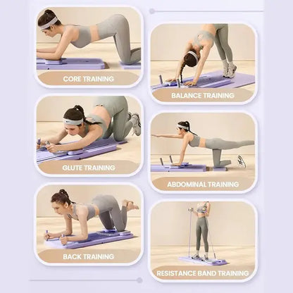 8 in 1 Pilates Board for Home Foldable, Pilates Board, Multifunctional Abdominal Board, Exercise Board, Abs Workout Equipment,Workout Portable Pilates Reformer Machine, Foldable Reformer Pilates Machine for Home Workout, Multifunctional Ab Exercise Board