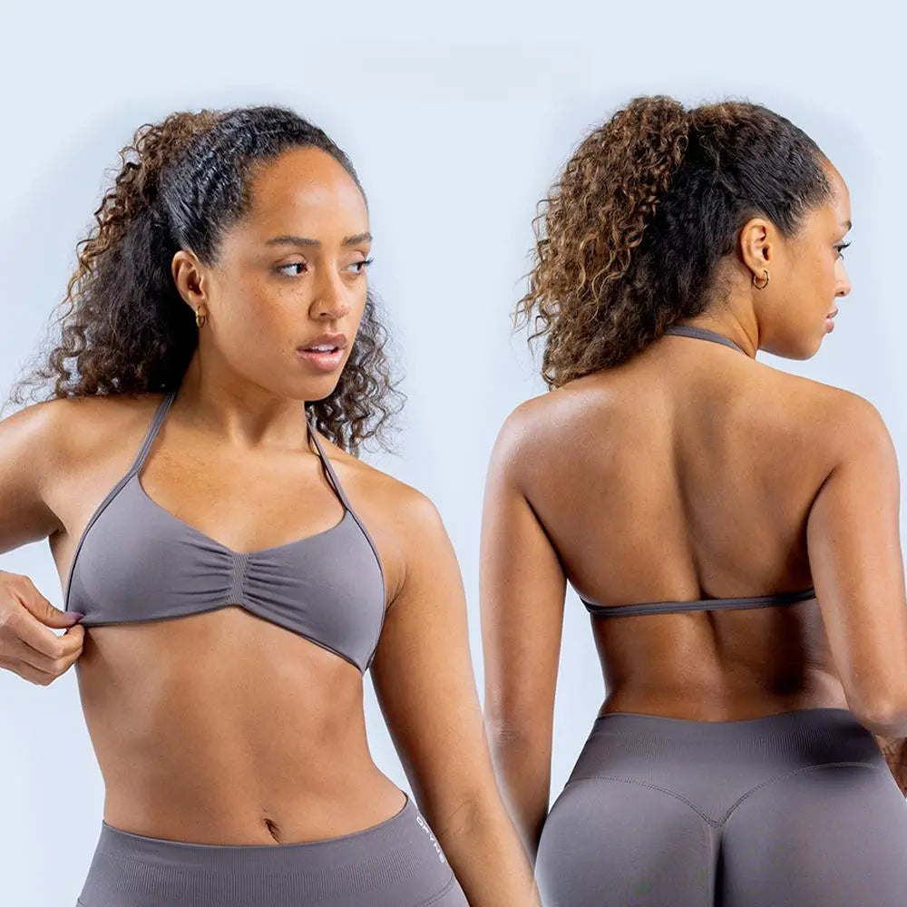 DF Yoga Impact Sports Set - Seamless Sculpt Fit with Strappy Back High-Waisted Bottoms Ultra-Flattering Activewear Look for Women Gym Stuff