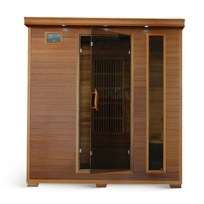 Experience Ultimate Relaxation with the Klondike 4-Person Cedar Infrared Sauna Featuring 9 Heaters