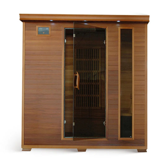 Experience Ultimate Relaxation with the Klondike 4-Person Cedar Infrared Sauna Featuring 9 Heaters