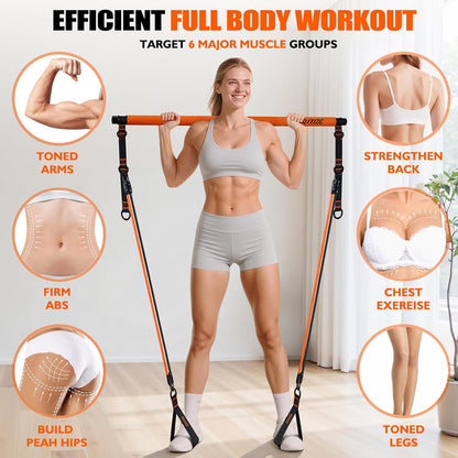 Transform Your Home Workouts with Our Multifunctional Pilates Bar Kit - Complete Set for Full-Body Strength Training and Flexibility