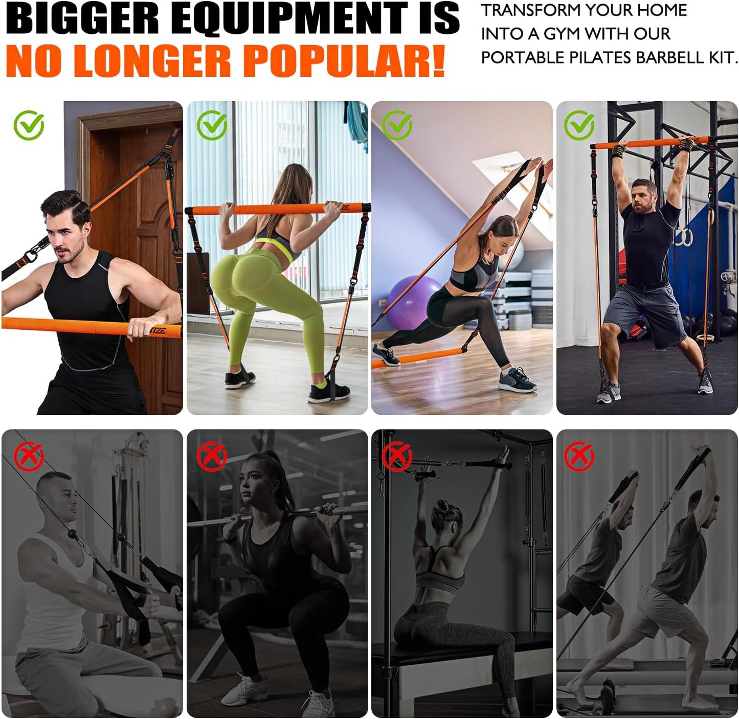 Transform Your Home Workouts with Our Multifunctional Pilates Bar Kit - Complete Set for Full-Body Strength Training and Flexibility