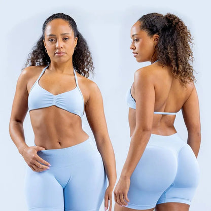 DF Yoga Impact Sports Set - Seamless Sculpt Fit with Strappy Back High-Waisted Bottoms Ultra-Flattering Activewear Look for Women Gym Stuff