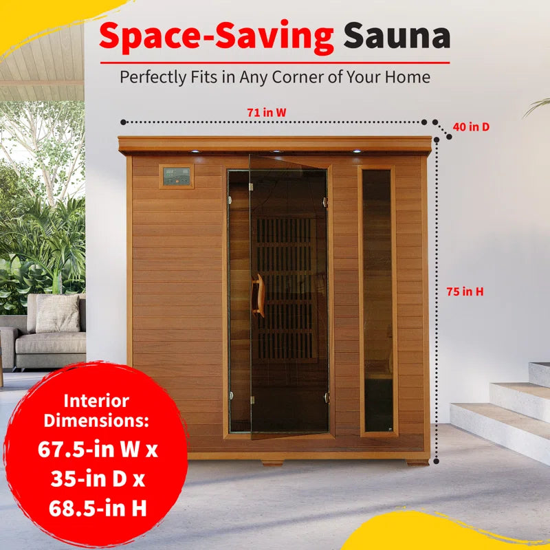 Experience Ultimate Relaxation with the Klondike 4-Person Cedar Infrared Sauna Featuring 9 Heaters
