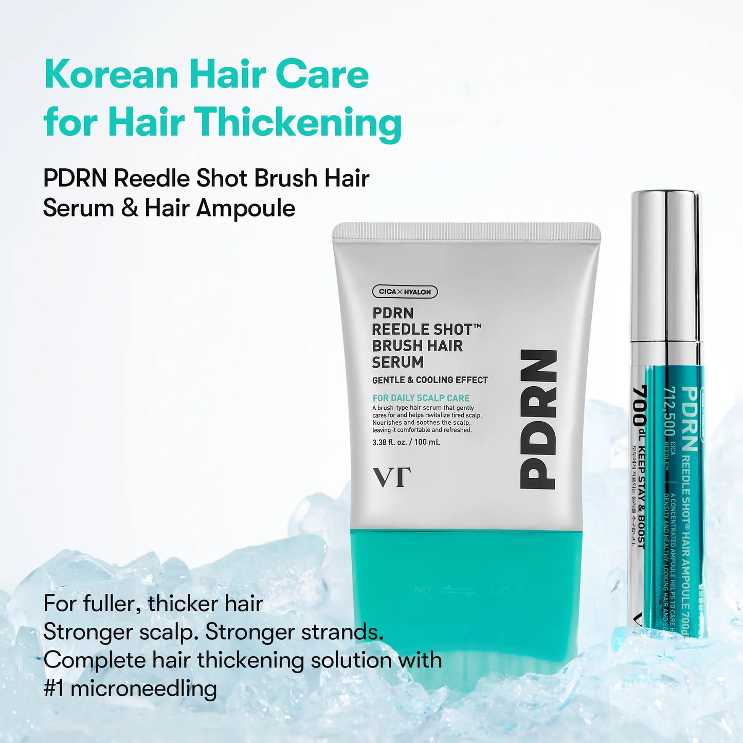 [VT COSMETICS] #1 Viral PDRN Reedle Shot Scalp Care Set with Brush Hair Serum, Hair Ampoule 100/300/700 & Liquid Microneedling | Hair Thickening, Fuller-Looking Hair, Root & Scalp Pore Care | Scalp, Hairline, Roots | Korean Haircare