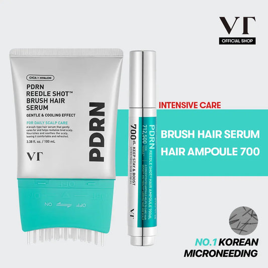 [VT COSMETICS] #1 Viral PDRN Reedle Shot Scalp Care Set with Brush Hair Serum, Hair Ampoule 100/300/700 & Liquid Microneedling | Hair Thickening, Fuller-Looking Hair, Root & Scalp Pore Care | Scalp, Hairline, Roots | Korean Haircare