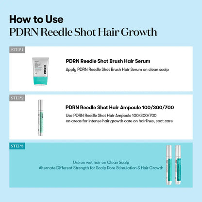 [VT COSMETICS] #1 Viral PDRN Reedle Shot Scalp Care Set with Brush Hair Serum, Hair Ampoule 100/300/700 & Liquid Microneedling | Hair Thickening, Fuller-Looking Hair, Root & Scalp Pore Care | Scalp, Hairline, Roots | Korean Haircare