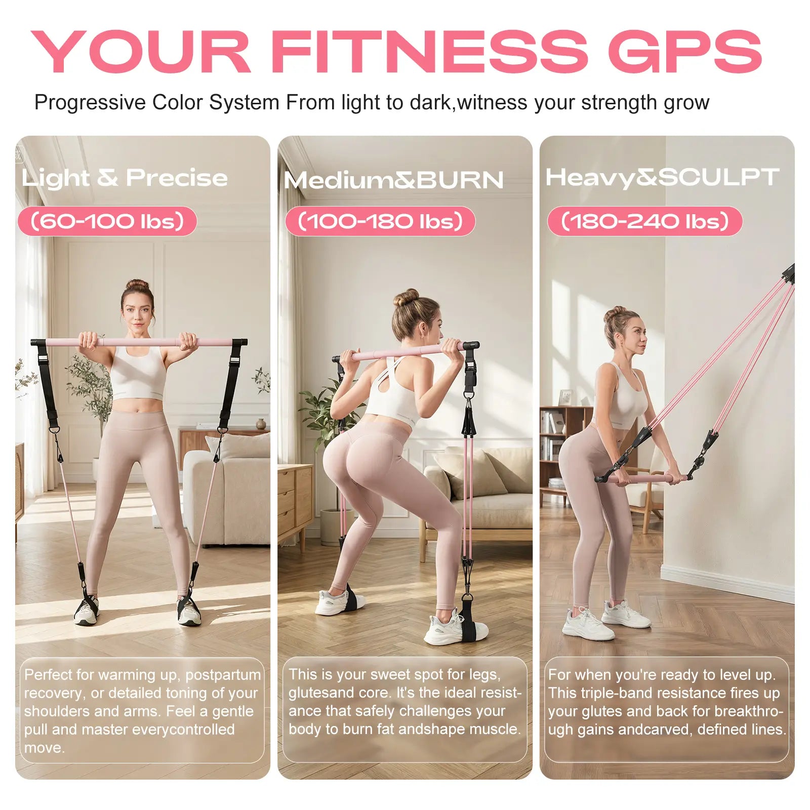 [DAWN SWAN] Pilates Bar Kit with Resistance Bands – Adjustable Home Gym Workout Equipment for Women & Men – Portable Pilates Equipment for Squats, Yoga & Full Body Toning