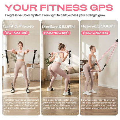 [DAWN SWAN] Pilates Bar Kit with Resistance Bands – Adjustable Home Gym Workout Equipment for Women & Men – Portable Pilates Equipment for Squats, Yoga & Full Body Toning