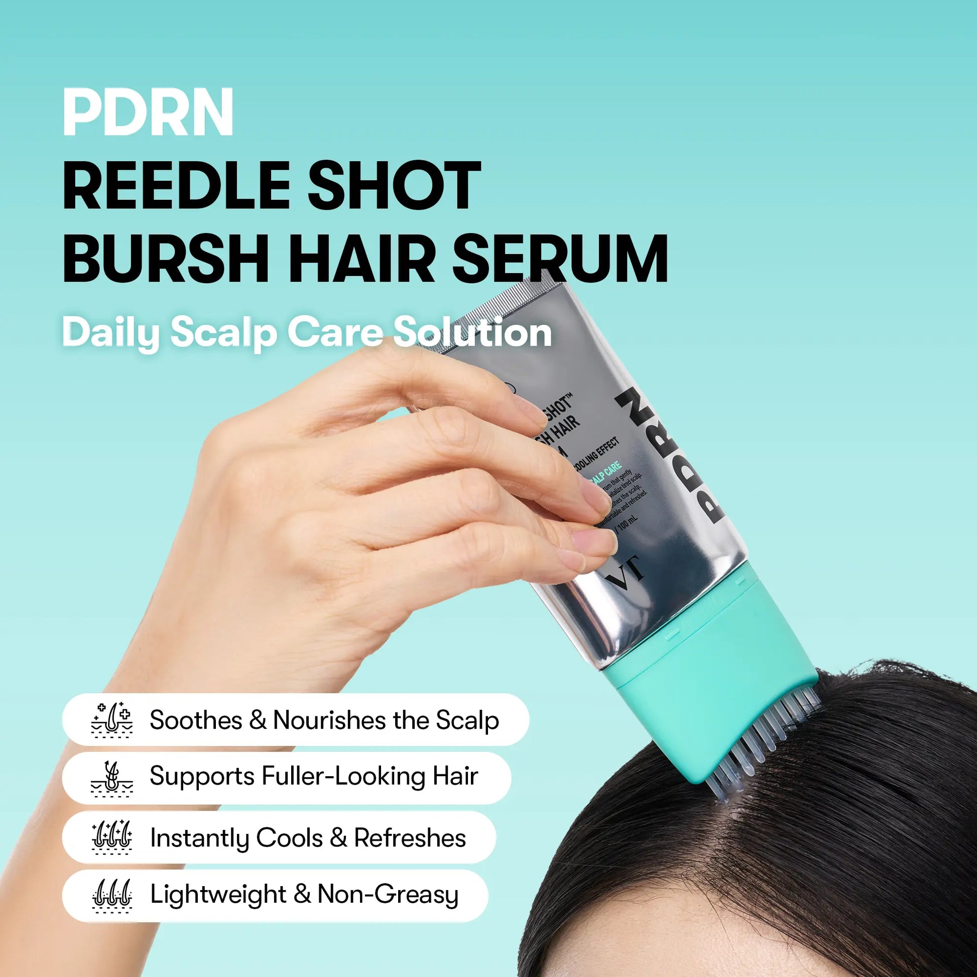 [VT COSMETICS] #1 Viral PDRN Reedle Shot Hair Brush Serum with Original Liquid Microneedling & PDRN | Large-Capacity Full Scalp Care, Hair Thickening, Fuller-Looking Hair & Daily Root Care | Hairline, Roots, Baby Hair & Dry Scalp | Korean Haircare