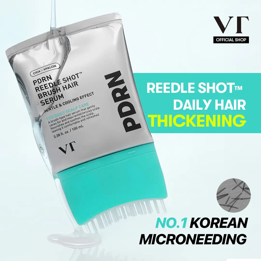 [VT COSMETICS] #1 Viral PDRN Reedle Shot Hair Brush Serum with Original Liquid Microneedling & PDRN | Large-Capacity Full Scalp Care, Hair Thickening, Fuller-Looking Hair & Daily Root Care | Hairline, Roots, Baby Hair & Dry Scalp | Korean Haircare
