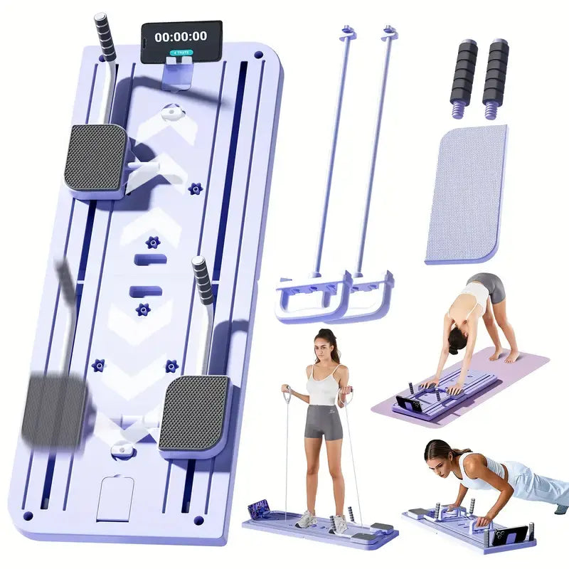 8 in 1 Pilates Board for Home Foldable, Pilates Board, Multifunctional Abdominal Board, Exercise Board, Abs Workout Equipment,Workout Portable Pilates Reformer Machine, Foldable Reformer Pilates Machine for Home Workout, Multifunctional Ab Exercise Board