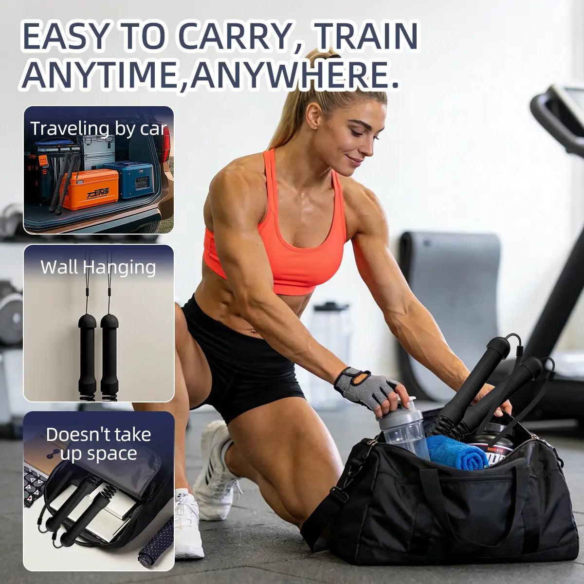  Battle Ropes for Home Gym – Weighted ROPELESS Training Rope, Quiet, No-Jump Full Body HIIT Workout, Grip Strengthener & Chest and Arm Trainer.
