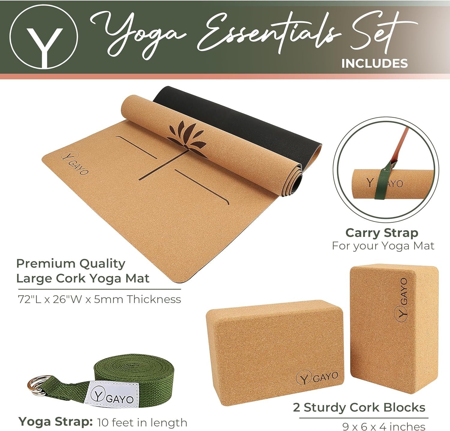 Elevate Your Yoga Journey with the Ultimate Cork Yoga Essentials Kit: Mat, Blocks, Strap & Carry Strap