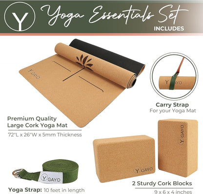Elevate Your Yoga Journey with the Ultimate Cork Yoga Essentials Kit: Mat, Blocks, Strap & Carry Strap