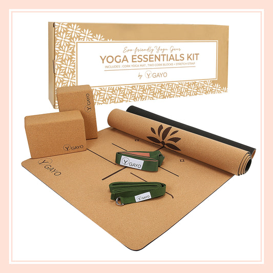 Elevate Your Yoga Journey with the Ultimate Cork Yoga Essentials Kit: Mat, Blocks, Strap & Carry Strap